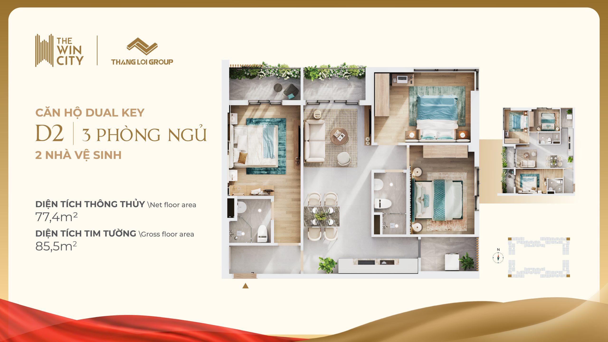 Căn hộ Dual Key 3PN